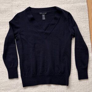 Banana Republic Navy Blue Fitted V Neck Sweater Size Petite Medium